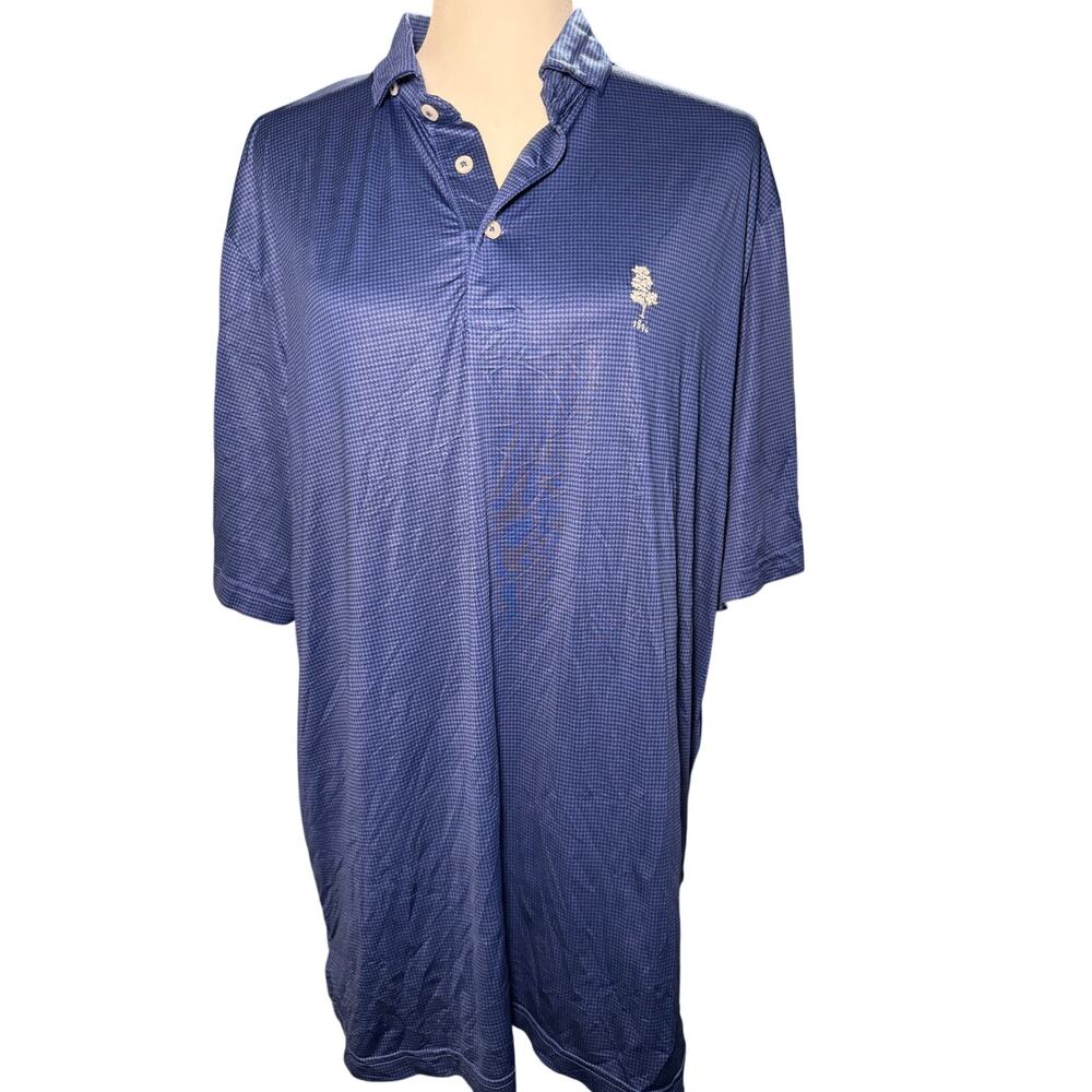 RLX Ralph Lauren Blue Houndstooth Performance Golf Polo, Club Logo, Men's Large